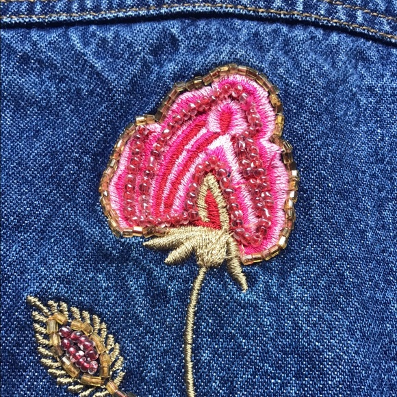 Jean Jacket with Floral Beading & Embroidery - Picture 4 of 5
